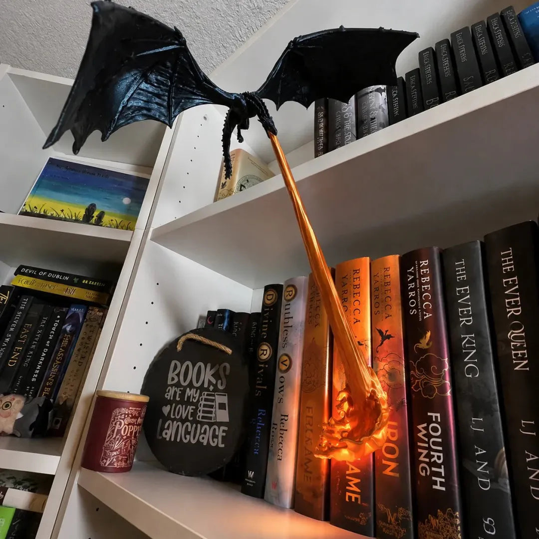 Fire-breathing dragon bookshelf decoration lamp + LED flame lighting set