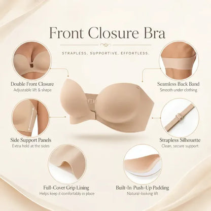 Women's Strapless Front Closure Push-Up Bra