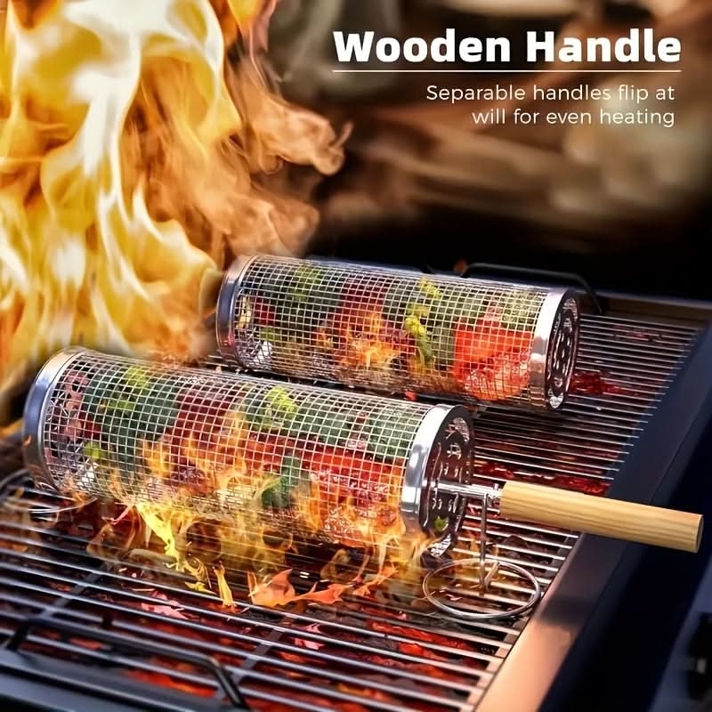ROLLGRILL – Stainless Steel Rolling Grill Basket