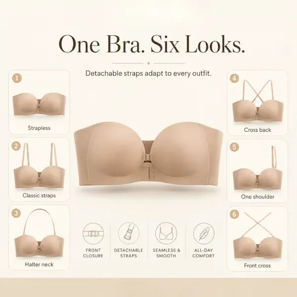 Women's Strapless Front Closure Push-Up Bra