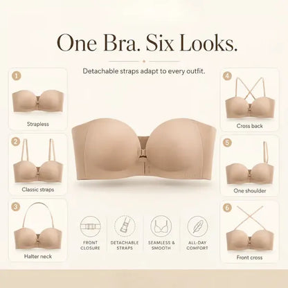 Women's Strapless Front Closure Push-Up Bra