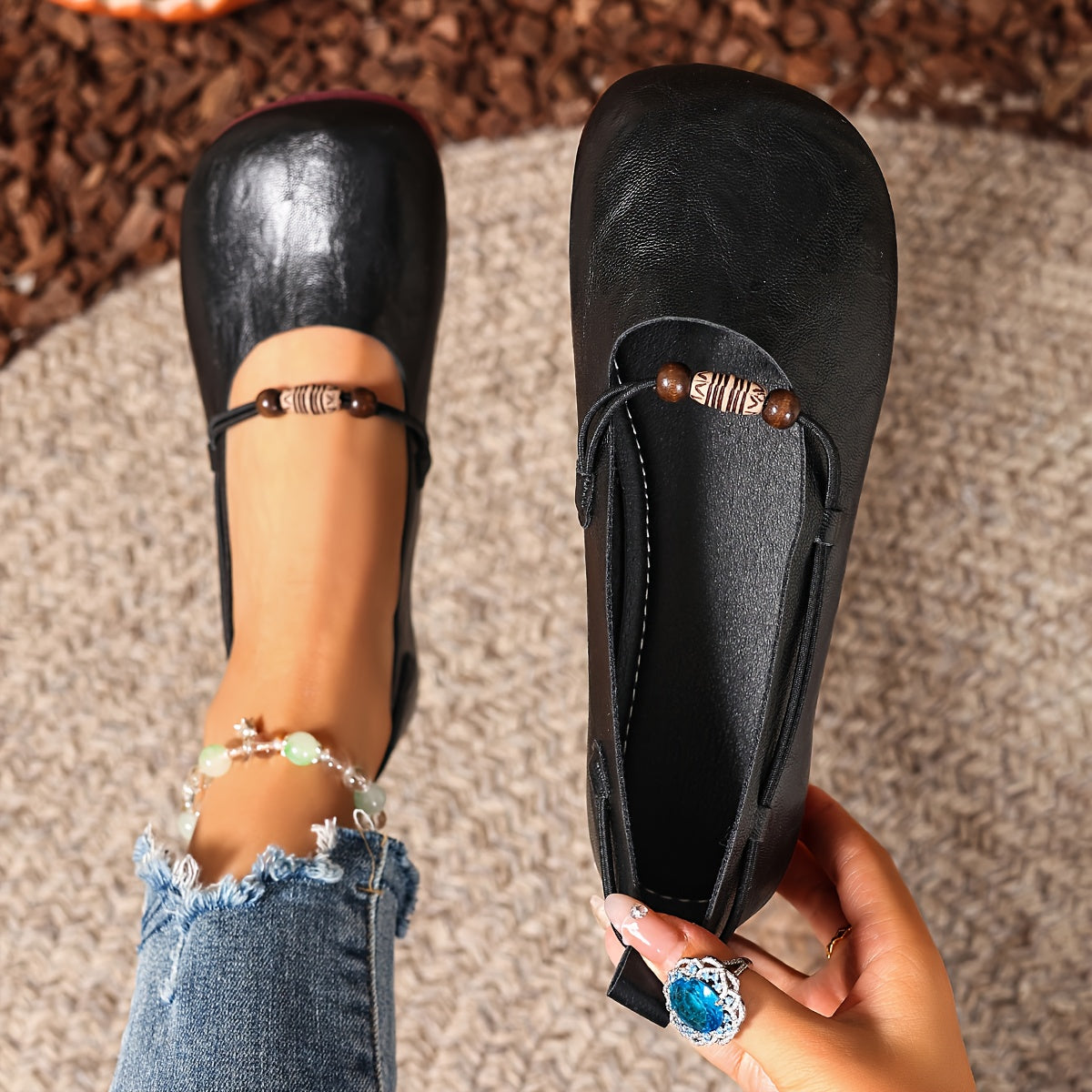 Bohemian Beaded Mary Jane Flats – Vintage Soft Sole Comfort Shoes for Women