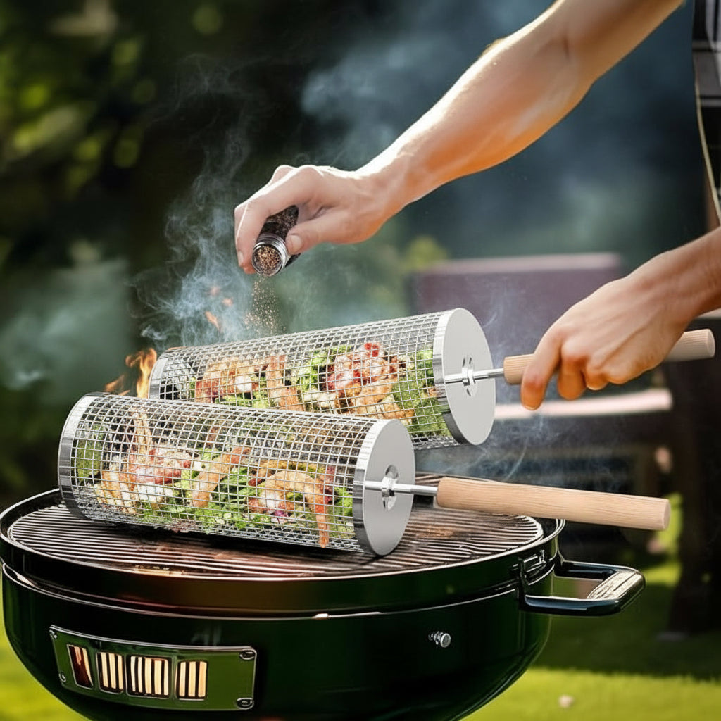 ROLLGRILL – Stainless Steel Rolling Grill Basket