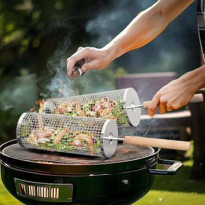 ROLLGRILL – Stainless Steel Rolling Grill Basket