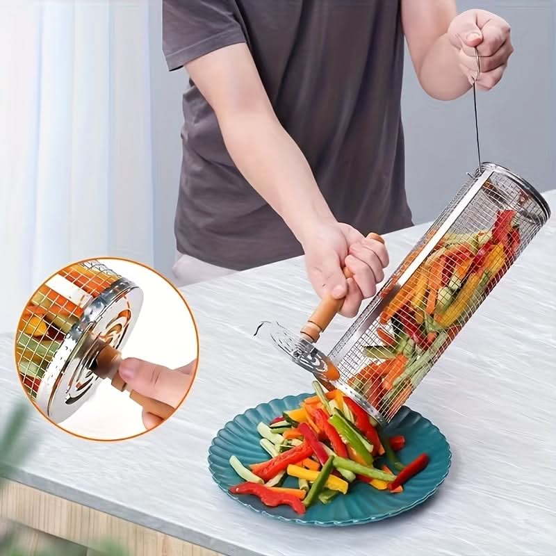 ROLLGRILL – Stainless Steel Rolling Grill Basket
