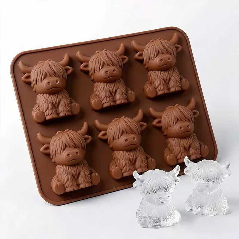 🔥🐮Highland Cow Silicone Ice Cube Tray– Cute 3D Ice for Drinks, Parties & Gifts
