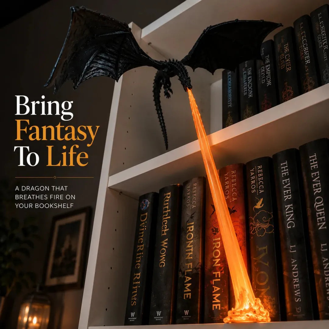 Fire-breathing dragon bookshelf decoration lamp + LED flame lighting set