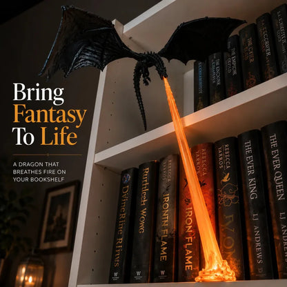 Fire-breathing dragon bookshelf decoration lamp + LED flame lighting set