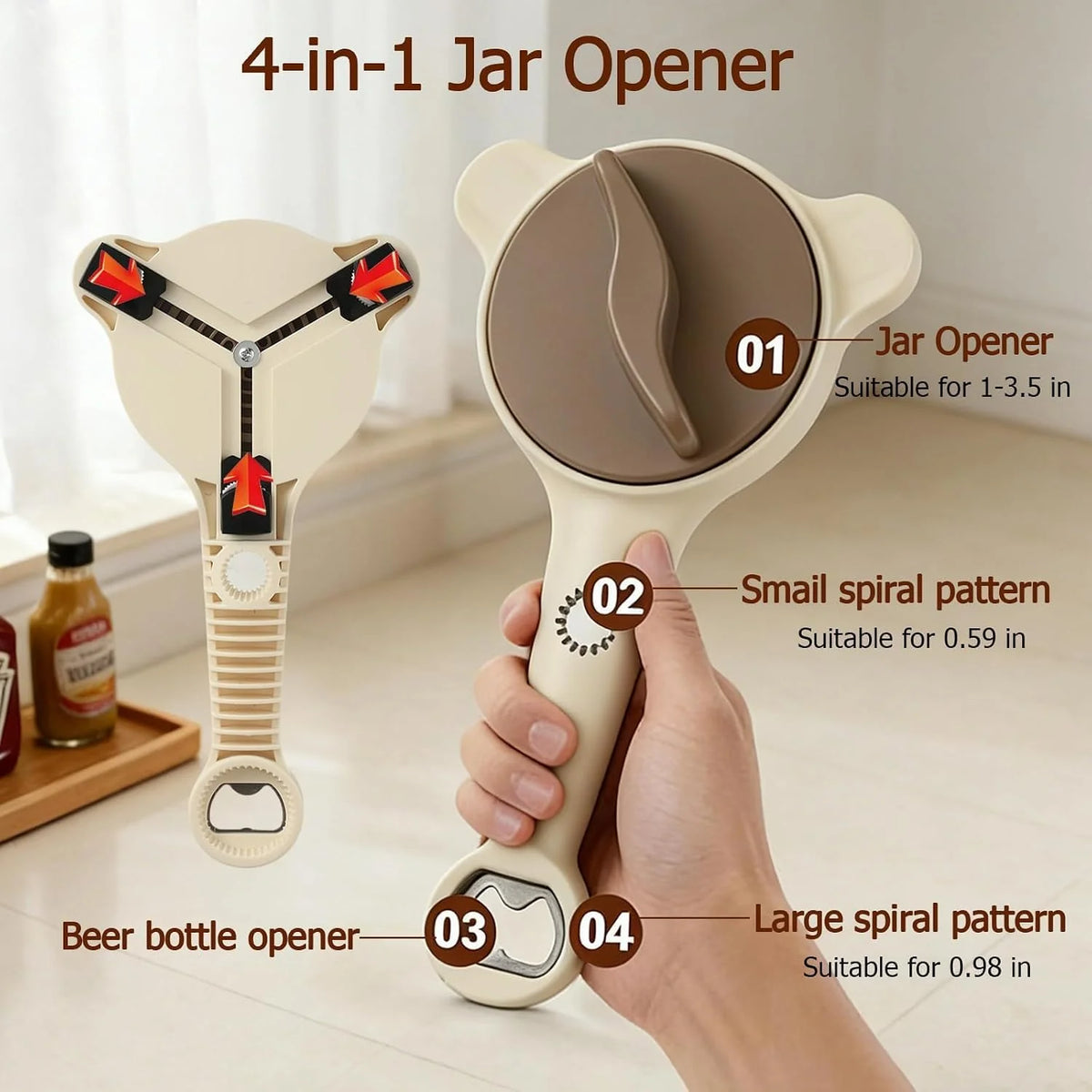 2026 New 4-in-1 Jar Opener with Stainless Steel Claws