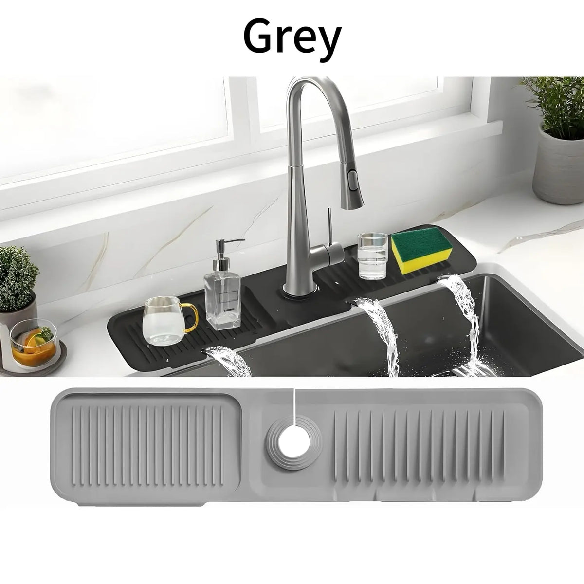 Silicone Sink Mat - Sink Protector with Quick Drain for Kitchen and Bathroom