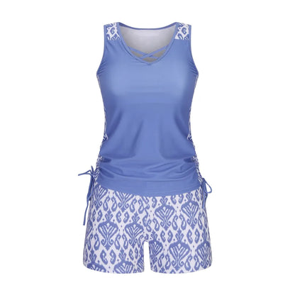 ⏰LAST DAY 60% OFF - Miraclesuit Women's Tummy Control Tankini Set with Built-In Bra – Flattering Boho Swimwear with Shorts🔥