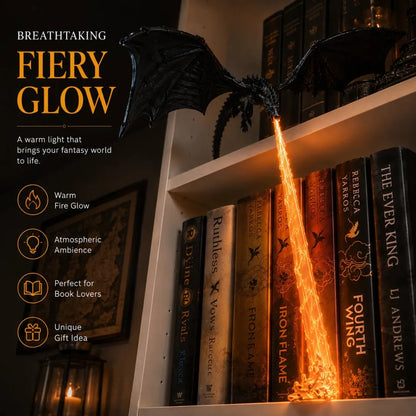 Fire-breathing dragon bookshelf decoration lamp + LED flame lighting set