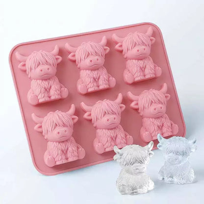 🔥🐮Highland Cow Silicone Ice Cube Tray– Cute 3D Ice for Drinks, Parties & Gifts