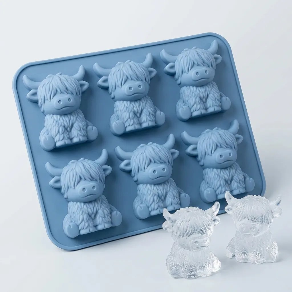 🔥🐮Highland Cow Silicone Ice Cube Tray– Cute 3D Ice for Drinks, Parties & Gifts