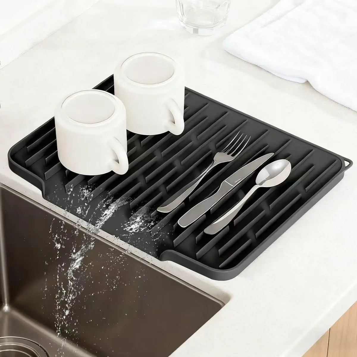 Silicone Sink Mat - Sink Protector with Quick Drain for Kitchen and Bathroom