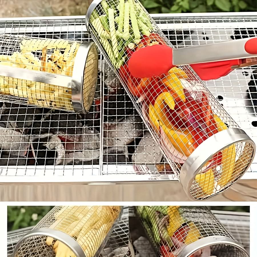 ROLLGRILL – Stainless Steel Rolling Grill Basket
