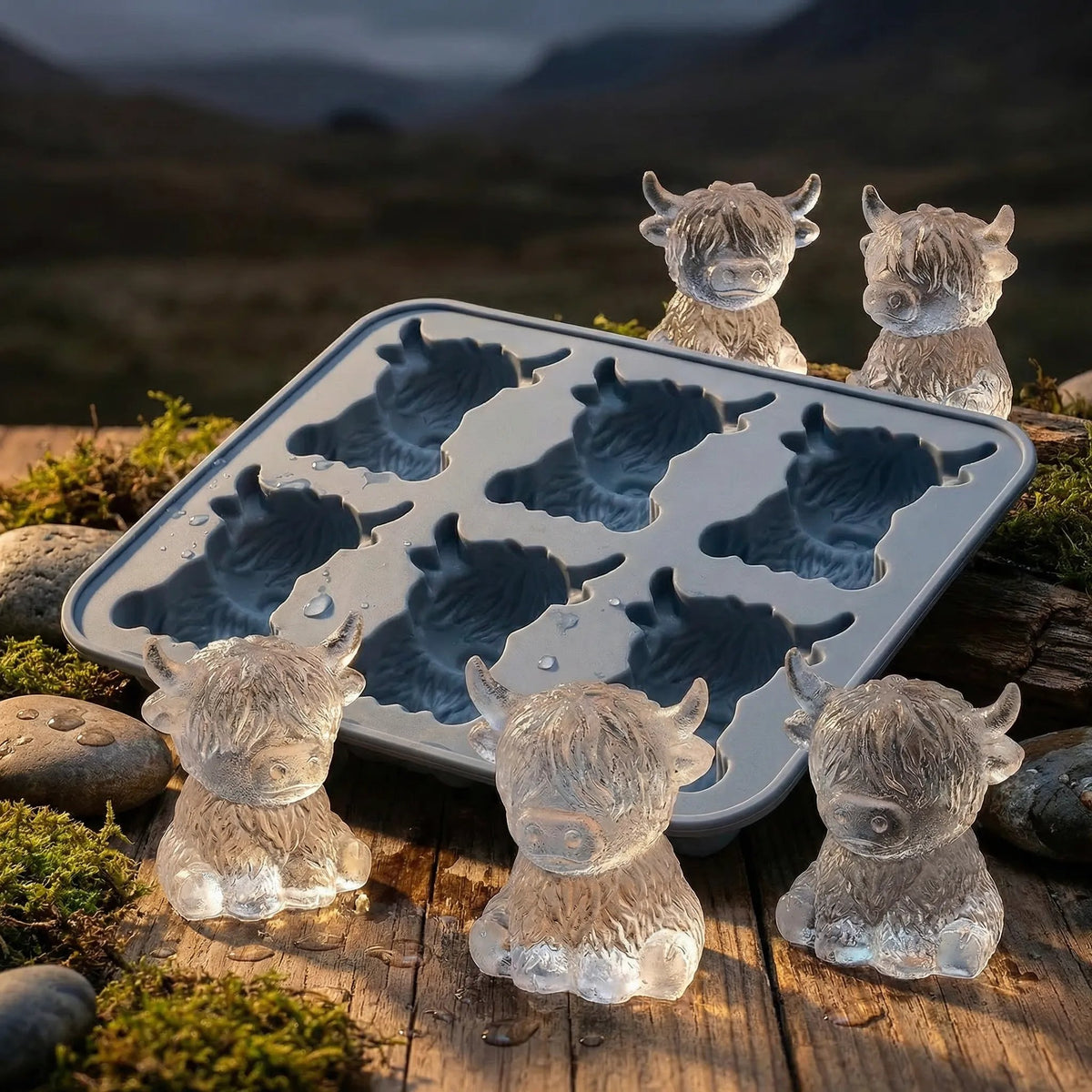 🔥🐮Highland Cow Silicone Ice Cube Tray– Cute 3D Ice for Drinks, Parties & Gifts