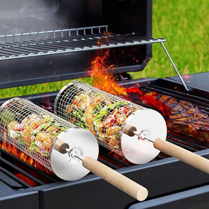 ROLLGRILL – Stainless Steel Rolling Grill Basket