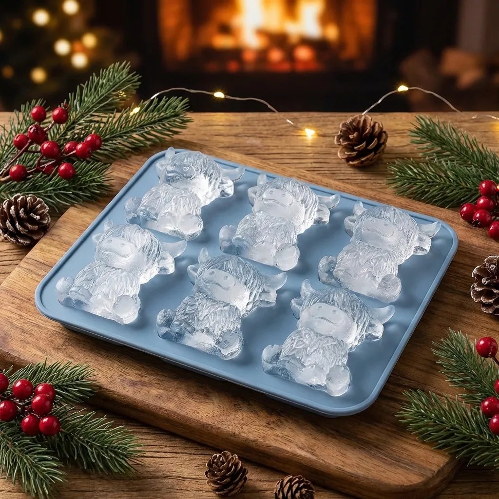 🔥🐮Highland Cow Silicone Ice Cube Tray– Cute 3D Ice for Drinks, Parties & Gifts