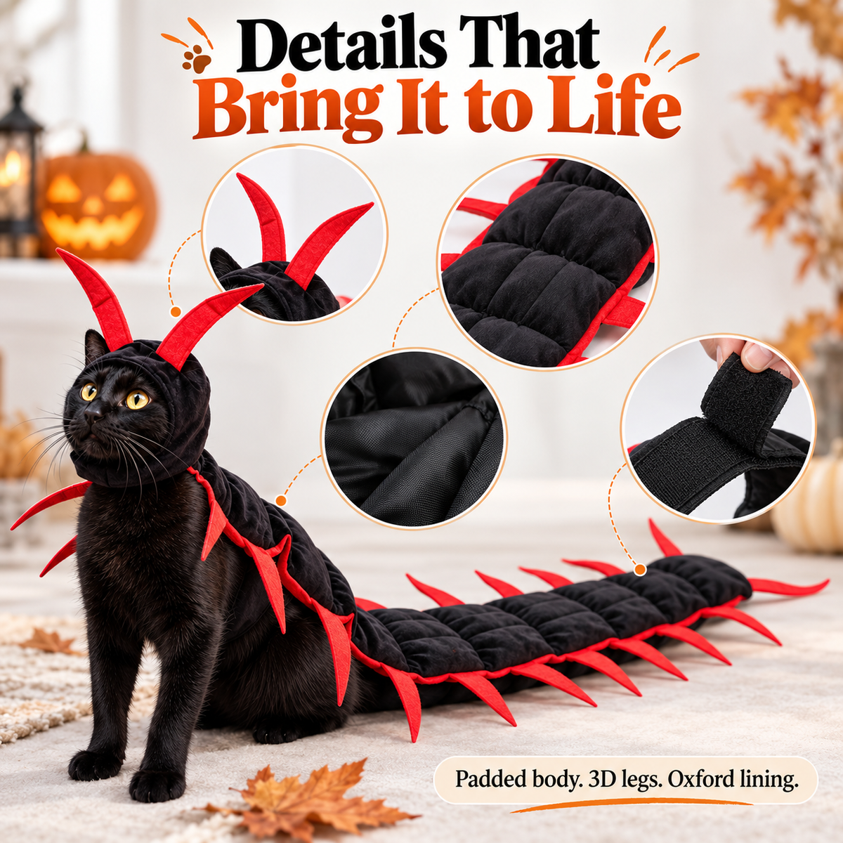🎃 Creepy-Cute Halloween Centipede Pet Costume – 3D Crawling Outfit for Dogs & Cats 🐾