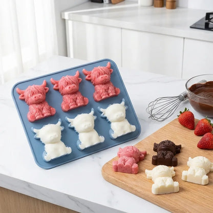 🔥🐮Highland Cow Silicone Ice Cube Tray– Cute 3D Ice for Drinks, Parties & Gifts