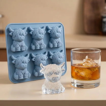 🔥🐮Highland Cow Silicone Ice Cube Tray– Cute 3D Ice for Drinks, Parties & Gifts