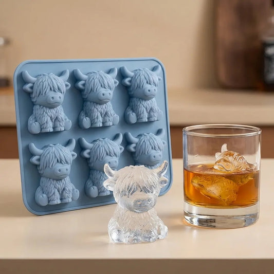 🔥🐮Highland Cow Silicone Ice Cube Tray– Cute 3D Ice for Drinks, Parties & Gifts