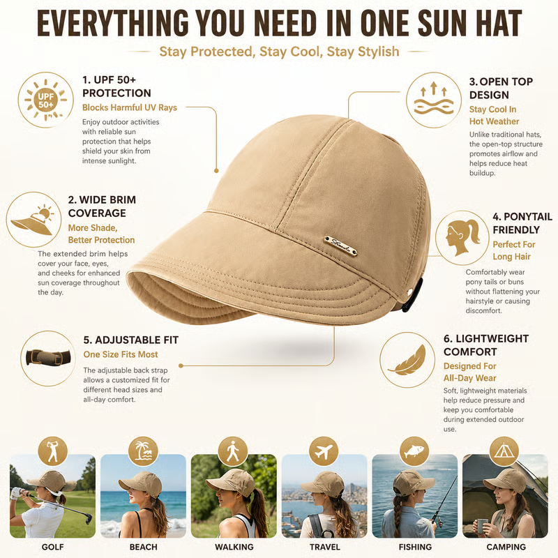 Women's Wide Brim Sun Visor Hat