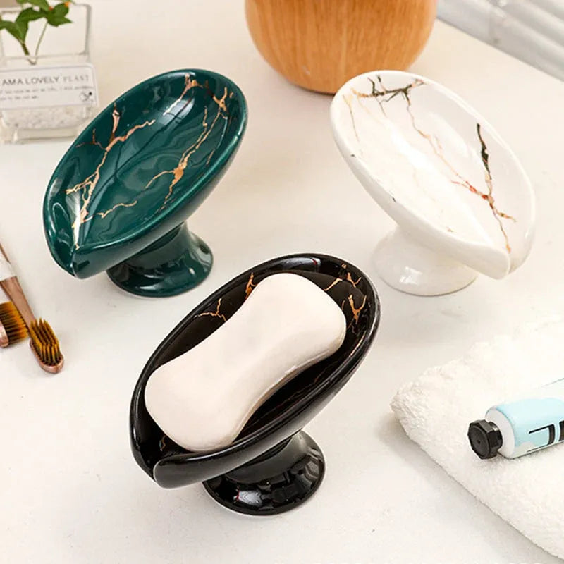 Ceramic Self-Draining Leaf Soap Dish