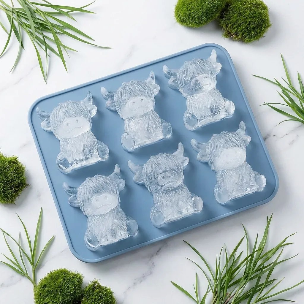 🔥🐮Highland Cow Silicone Ice Cube Tray– Cute 3D Ice for Drinks, Parties & Gifts
