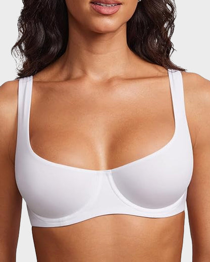Supportive Underwire Non-Padded Demi Cup Bra