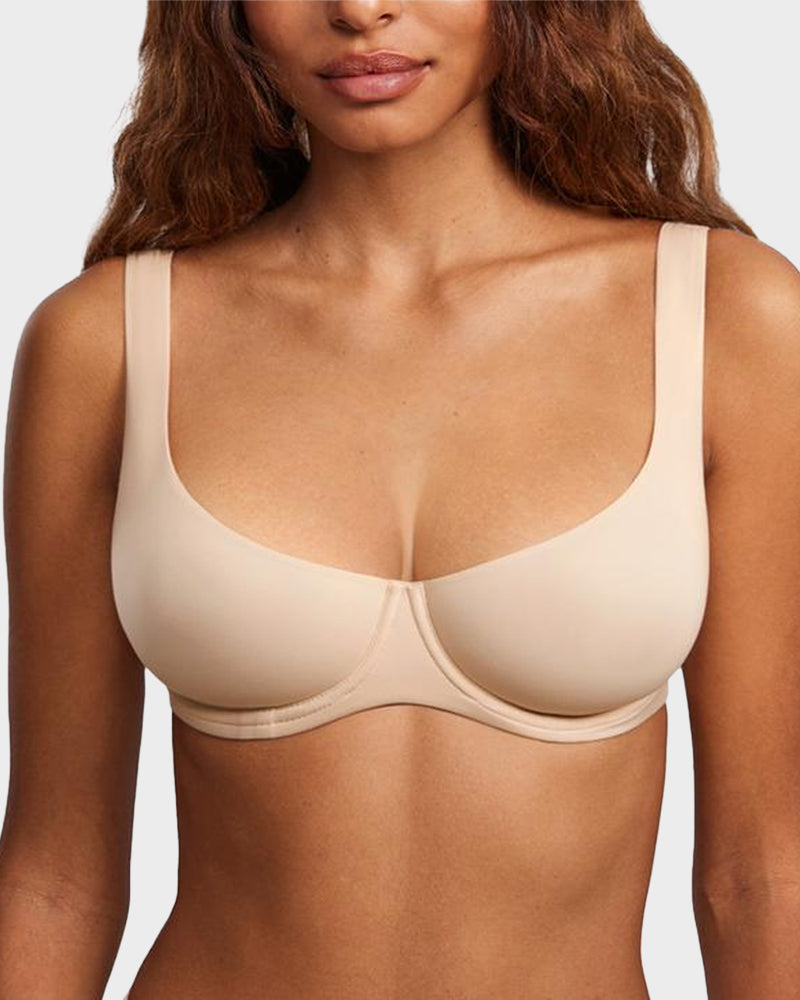Supportive Underwire Non-Padded Demi Cup Bra