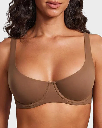 Supportive Underwire Non-Padded Demi Cup Bra