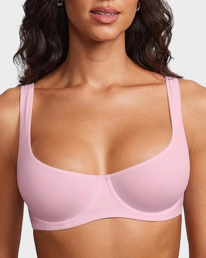 Supportive Underwire Non-Padded Demi Cup Bra