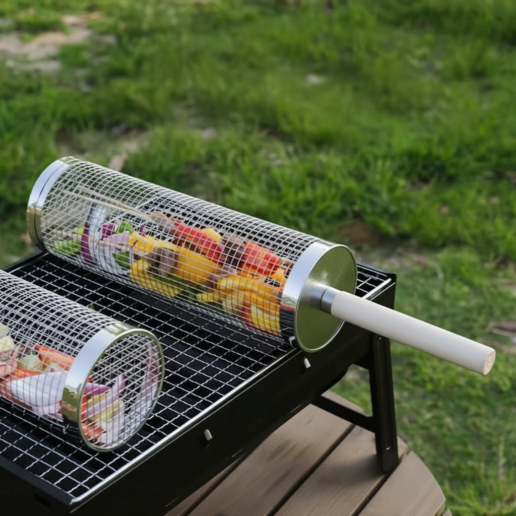 ROLLGRILL – Stainless Steel Rolling Grill Basket