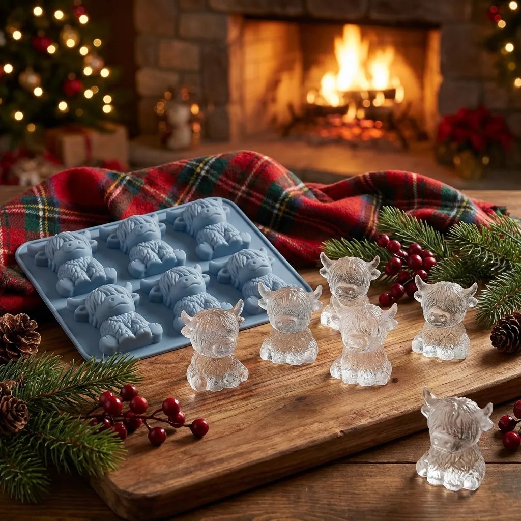 🔥🐮Highland Cow Silicone Ice Cube Tray– Cute 3D Ice for Drinks, Parties & Gifts